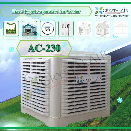 CrystalAir Fixed Type Evaporative Air Cooler AC-230 Factory Warehouse Shoplot Restaurant