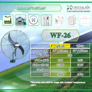 CrystalAir Heavy Duty Industrial Wall Fan WF-26 26 inch 26" Factory Warehouse Shoplot Restaurant Kitchen Fan